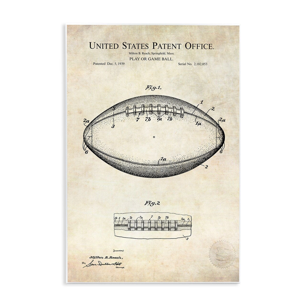 Stupell Industries American Football Sports Blueprint Wall Plaque Art